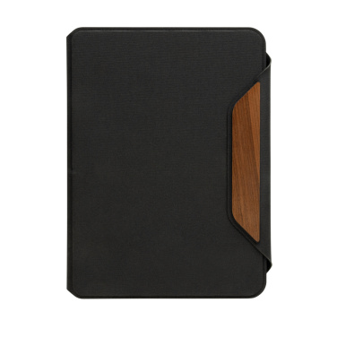 Logo trade promotional giveaways image of: Teri AWARE™ RPET and walnut A5 portfolio