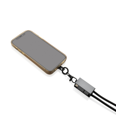 Logo trade promotional products image of: Terra RCS recycled PET phone cord with dual charge cable