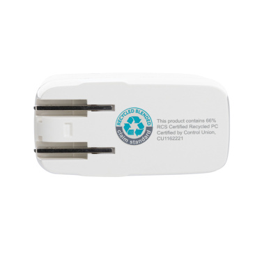 Logo trade promotional items image of: TravelCharge Pro RCS rplastic travel charger with USB C