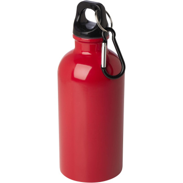 Logotrade promotional merchandise image of: Oregon 400 ml RCS certified single wall stainless steel water bottle with carabiner