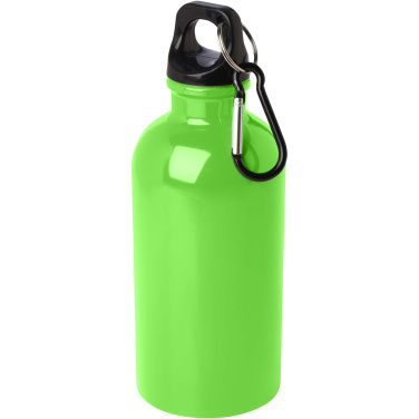 Logo trade promotional merchandise image of: Oregon 400 ml RCS certified single wall stainless steel water bottle with carabiner