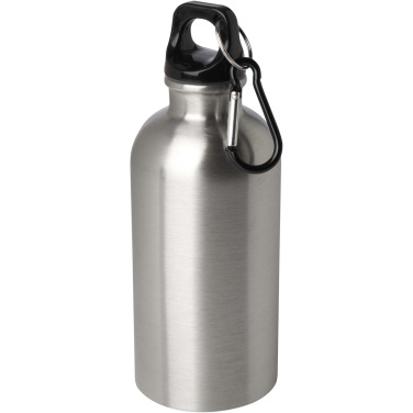 Logo trade promotional giveaway photo of: Oregon 400 ml RCS certified single wall stainless steel water bottle with carabiner