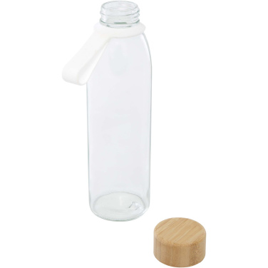 Logo trade promotional giveaway photo of: Porto 500 ml glass water bottle with silicone handle and bamboo lid