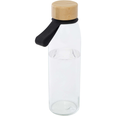 Logotrade advertising products photo of: Porto 500 ml glass water bottle with silicone handle and bamboo lid