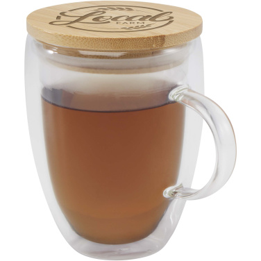 Logo trade advertising products image of: Leona 350 ml glass cup with bamboo lid