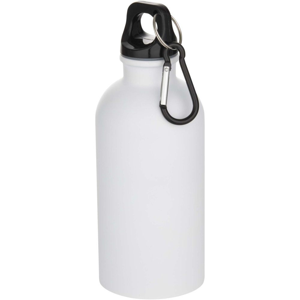 Logotrade advertising product image of: Oregon 400 ml matte RCS recycled single wall stainless steel water bottle with carabiner