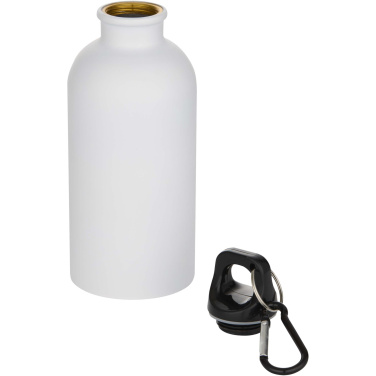 Logo trade advertising products picture of: Oregon 400 ml matte RCS recycled single wall stainless steel water bottle with carabiner