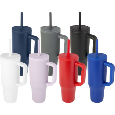 Logo trade promotional products image of: Brady 900 ml RCS certified insulated tumbler with silicone straw