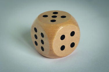Logo trade promotional merchandise photo of: Schima wooden dice 5cm dia