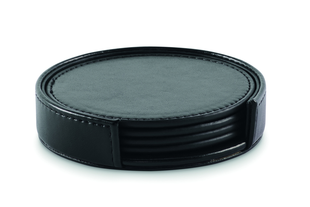 Logo trade advertising product photo of: Set of 4 PU coasters
