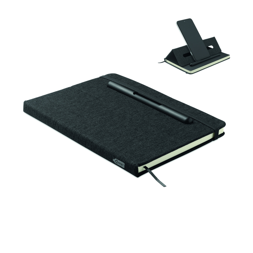 Logo trade business gift photo of: A5 notebook with phone holder