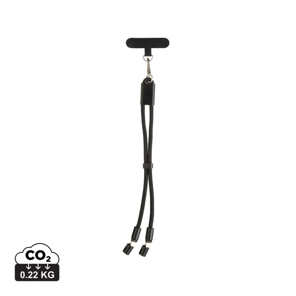 Logotrade promotional gift image of: LoopAmp RCS RPET adjustable phone wrist strap 60W cable