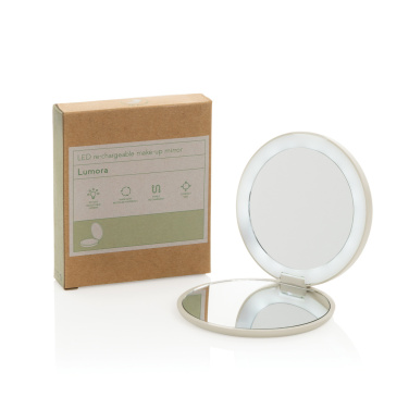 Logo trade business gifts image of: Lumora RCS recycled plastic LED re-chargeable make-up mirror