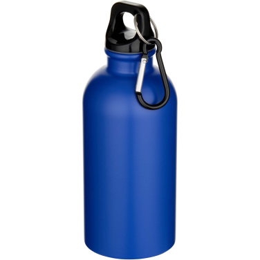 Logo trade promotional merchandise photo of: Oregon 400 ml matte RCS recycled single wall stainless steel water bottle with carabiner