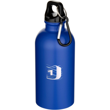 Logo trade promotional gifts picture of: Oregon 400 ml matte RCS recycled single wall stainless steel water bottle with carabiner