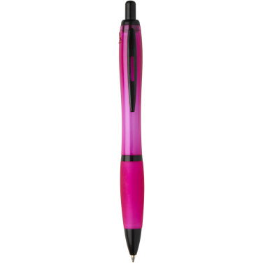 Logotrade promotional gift image of: Nash recycled plastic ballpoint pen with black trims (black ink)