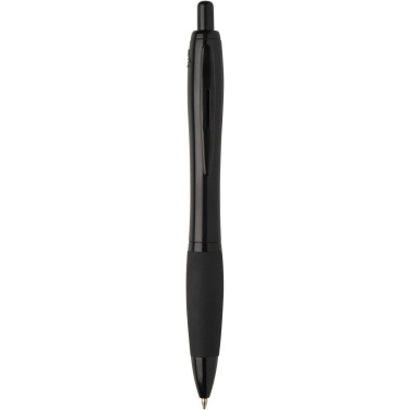 Logo trade promotional item photo of: Nash recycled plastic ballpoint pen with black trims (black ink)