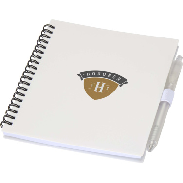 Logo trade corporate gift photo of: Niove recycled plastic soft cover notebook and ballpoint pen set (blue ink)