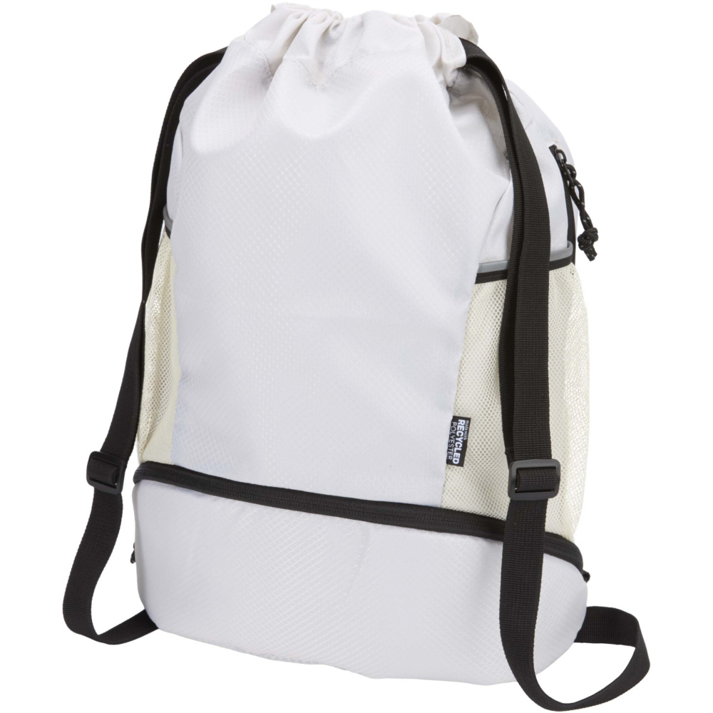 Logotrade promotional item image of: Nomad GRS recycled sports drawstring bag with bottom compartment 18L