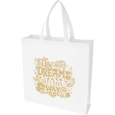 Logo trade business gifts image of: EcoSeal GRS recycled nonwoven gusset tote bag 12L