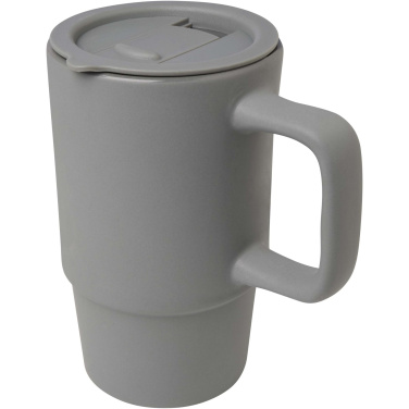 Logo trade promotional merchandise photo of: Carter 450 ml ceramic mug with plastic lid