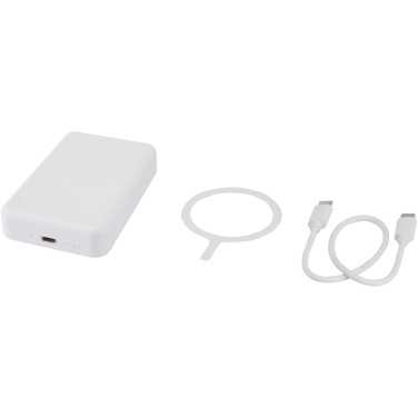 Logo trade promotional products image of: Acrab 10.000 mAh 15W magnetic wireless power bank with 20W PD - made from recycled plastic