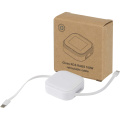 Gloas 5-in-1 recycled retractable data sync and 100W fast charge cable with smartphone tool kit, White