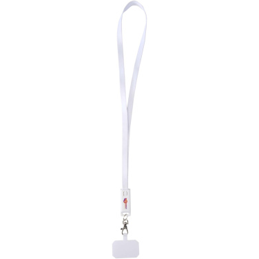 Logotrade promotional gift image of: Franz recycled plastic smartphone lanyard with built-in data sync and 65W fast charge 5-in-1 cable