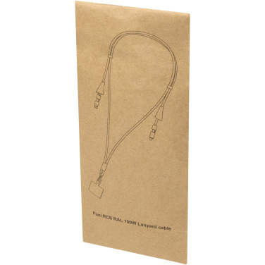 Logotrade promotional item picture of: Funi recycled plastic smartphone lanyard with built-in data sync and 100W fast charge 5-in-1 cable