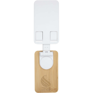 Logotrade advertising product image of: Alfirk recycled plastic foldeable desk phone stand with bamboo details