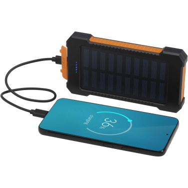 Logo trade promotional gifts image of: Altair 5000 mAh 10W recycled plastic rugged solar power bank with built-in torch
