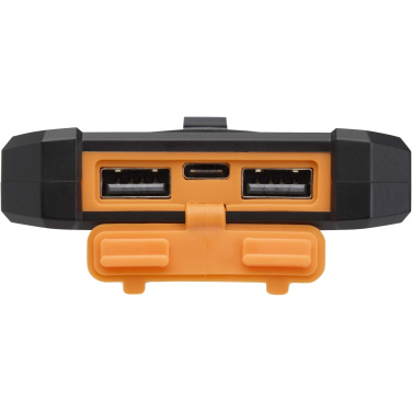 Logo trade promotional gifts picture of: Altair 5000 mAh 10W recycled plastic rugged solar power bank with built-in torch