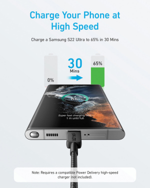 Logo trade promotional merchandise photo of: Anker USB-C to USB-C Cable 1.8 metre 60W