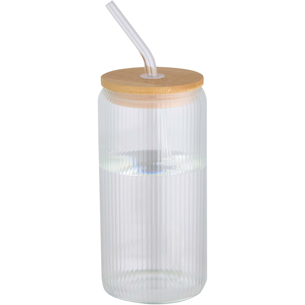 Logotrade promotional merchandise photo of: Mirage 500 ml single-walled borosilicate glass jar with bamboo lid