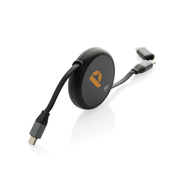 Logo trade promotional merchandise image of: Terra RCS recycled aluminium retractable 240W 2-in-1 cable