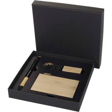 Logo trade business gift photo of: Minka RCS recycled aluminium ballpoint pen, keychain and RFID card holder gift set