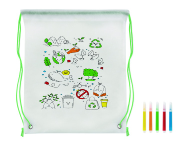Logo trade promotional giveaways picture of: Non woven kids bag with pens