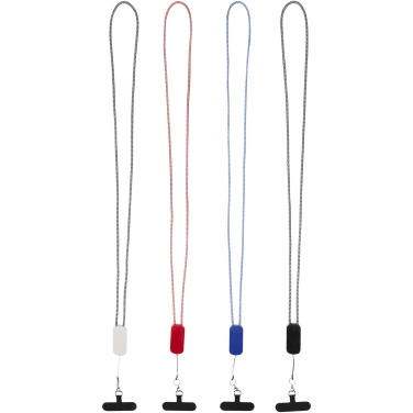 Logo trade corporate gifts image of: Anser recycled plastic smartphone lanyard with 27W 5-in-1 built-in cable