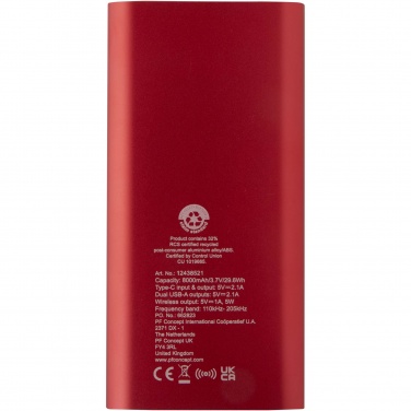 Logo trade firmakingituse pilt: Juice 8000 mAh Type-C taaskasutatud alumiiniumist juhtmevaba toitepank