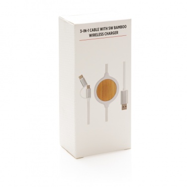 Logo trade firmakingituse pilt: Kolm-ühes kaabel 5W bambusest juhtmevaba laadijaga