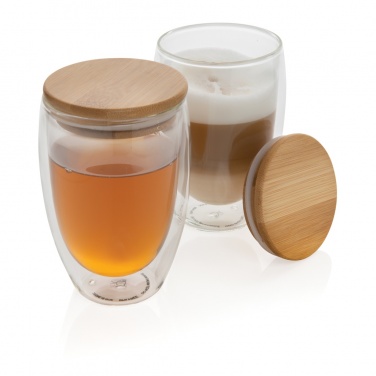 Logotrade reklaamkingituse foto: Klaaside komplekt bambusest kaanega 350 ml