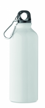 Logo trade reklaamkingitused foto: Taaskasutatud alumiiniumist valmistatud ühekordse seinaga joogipudel 500 ml karabiiniga