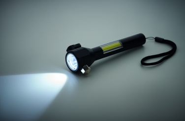 Logo trade meened foto: 3-ühes alumiiniumist taskulamp koos avariivasara ja turvavöölõikuriga, kohandatava trükilahendusega