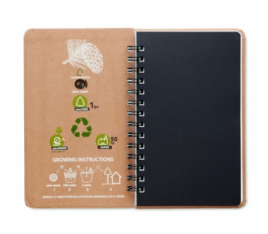 Logo trade firmakingituse pilt: A5 männipuu GROWNOTEBOOK™