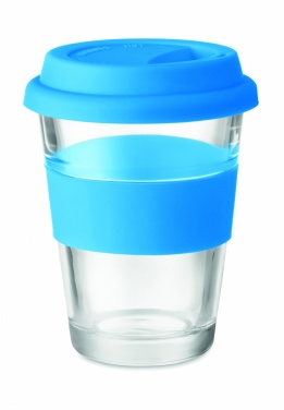 Logotrade ärikingid pilt: Klaasist joogitops kaanega 350 ml