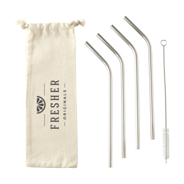 Logotrade reklaamkingituse foto: ECO RVS 4-osaline ECO Straw roostevabast terasest kõrred
