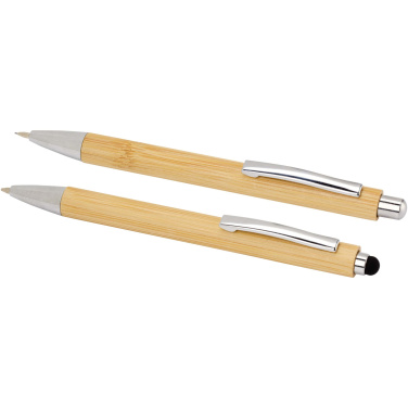 Logotrade reklaamtooted pilt: Oblys bambusest pastapliiatsi ja mehaanilise pliiatsi komplekt (must tint)