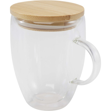 Logo trade reklaamtoote pilt: Leona 350 ml klaastass bambusest kaanega