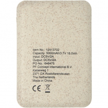 Logo trade liikelahjat tuotekuva: Asama-varavirtalähde, 5 000 mAh, vehnänolkea