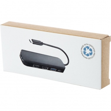 Logotrade liikelahja tuotekuva: Loop RCS -kierrätetystä muovista valmistettu multimediasovitin USB 2.0–3.0 HDMI -liitännällä